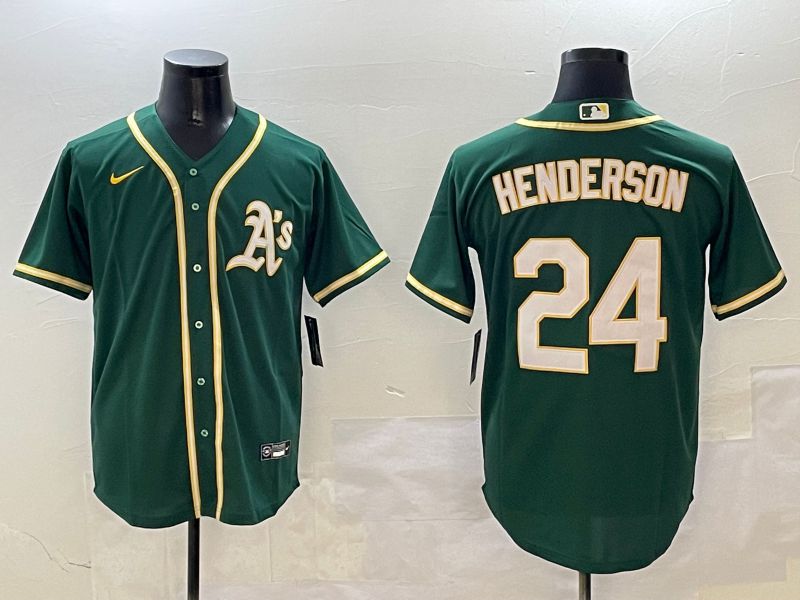 Men Oakland Athletics #24 Henderson Green Game 2025 Nike MLB Jersey style 6->oakland athletics->MLB Jersey